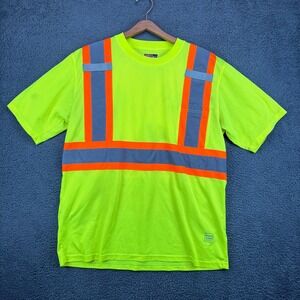 Work King Safety Mens XL Hi-Vis Reflective Mesh T-Shirt Neon Yellow Orange